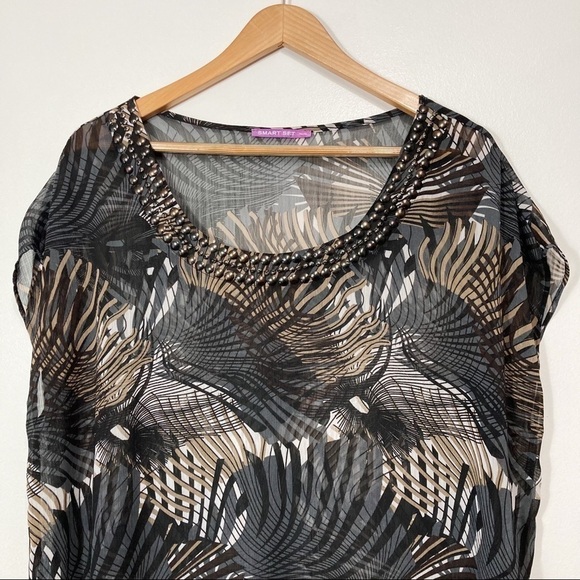 Smart Set Sheer Tribal Print Scoop Neck Sleeveless Blouse Size XL - Picture 2 of 10